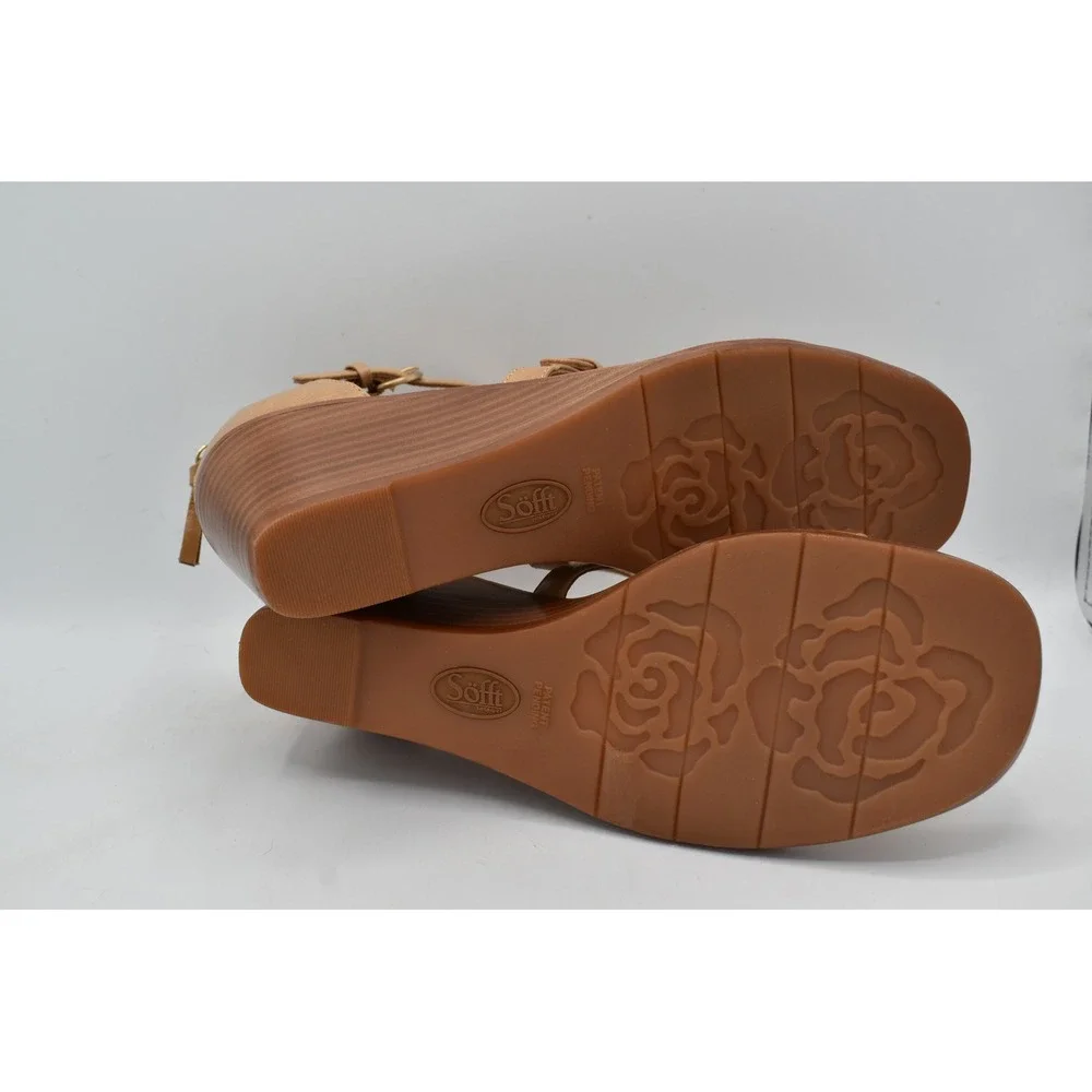 Sofft Women Size 10 Gaige Caramel Leather Gladiator Wedge Peep Toe Sandals Shoes